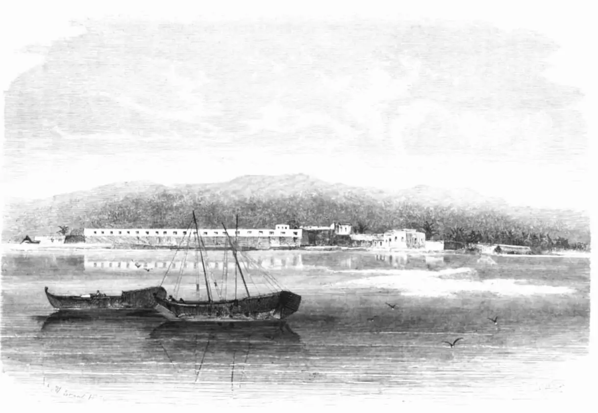 La ville de Fumɓoni (Mwali) en avril 1864, image capturée par Otto Kersten